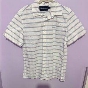 Calvin Klein White and Blue Striped Men's Shirt